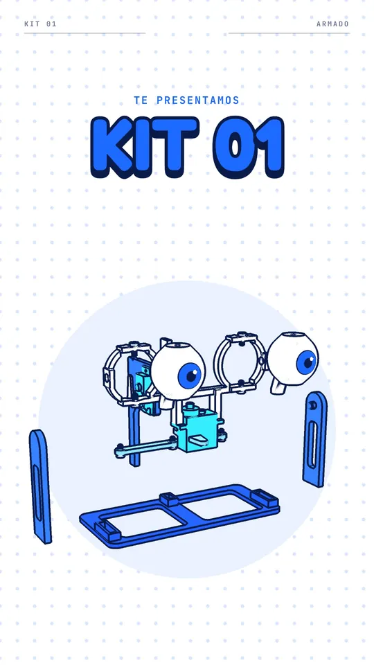 Ilustración: las piezas del Kit 01 separadas, listas para armarse